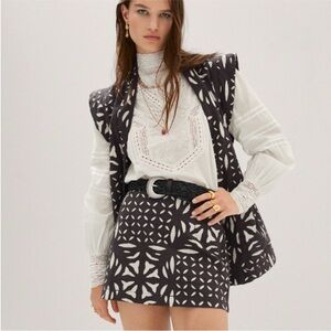 MANGO 🖤 (Set) Quilted Black and White Mini Skirt and wrap vest